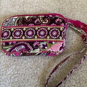 pink flowered vera bradley small clutch wristlet